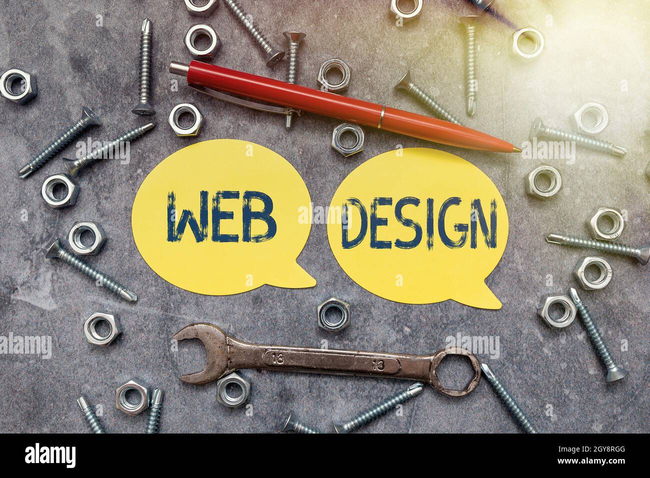 Didascalia concettuale Web Design, creazione di siti Web di Internet Concept che include layout, contenuti e grafica nuove idee Brainstoming for Maintenance P Foto Stock