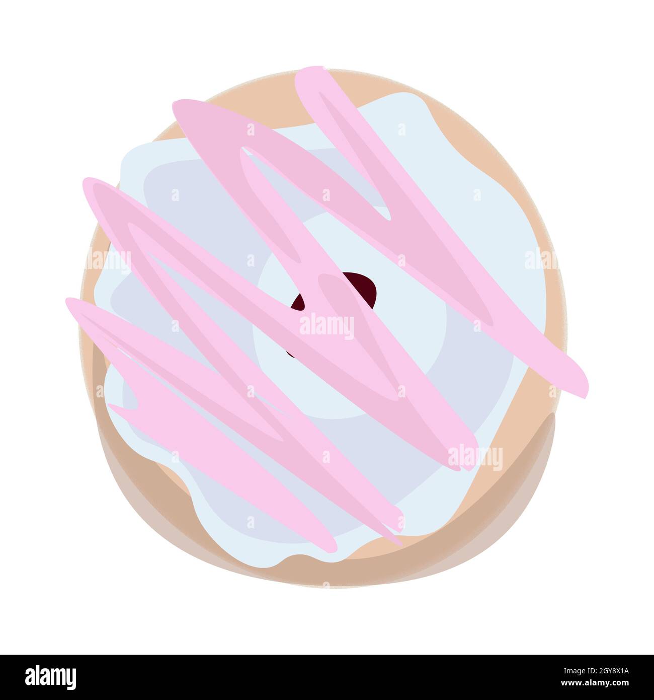 Ciambella rotonda realistica su sfondo bianco - illustrazione vettoriale Foto Stock