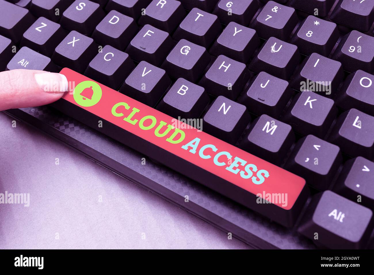 Firma di scrittura a mano Cloud Access, Business idea Software strumento tra l'organizzazione e il provider di servizi di riscrivere Download Cronologia file, digitando Online R Foto Stock