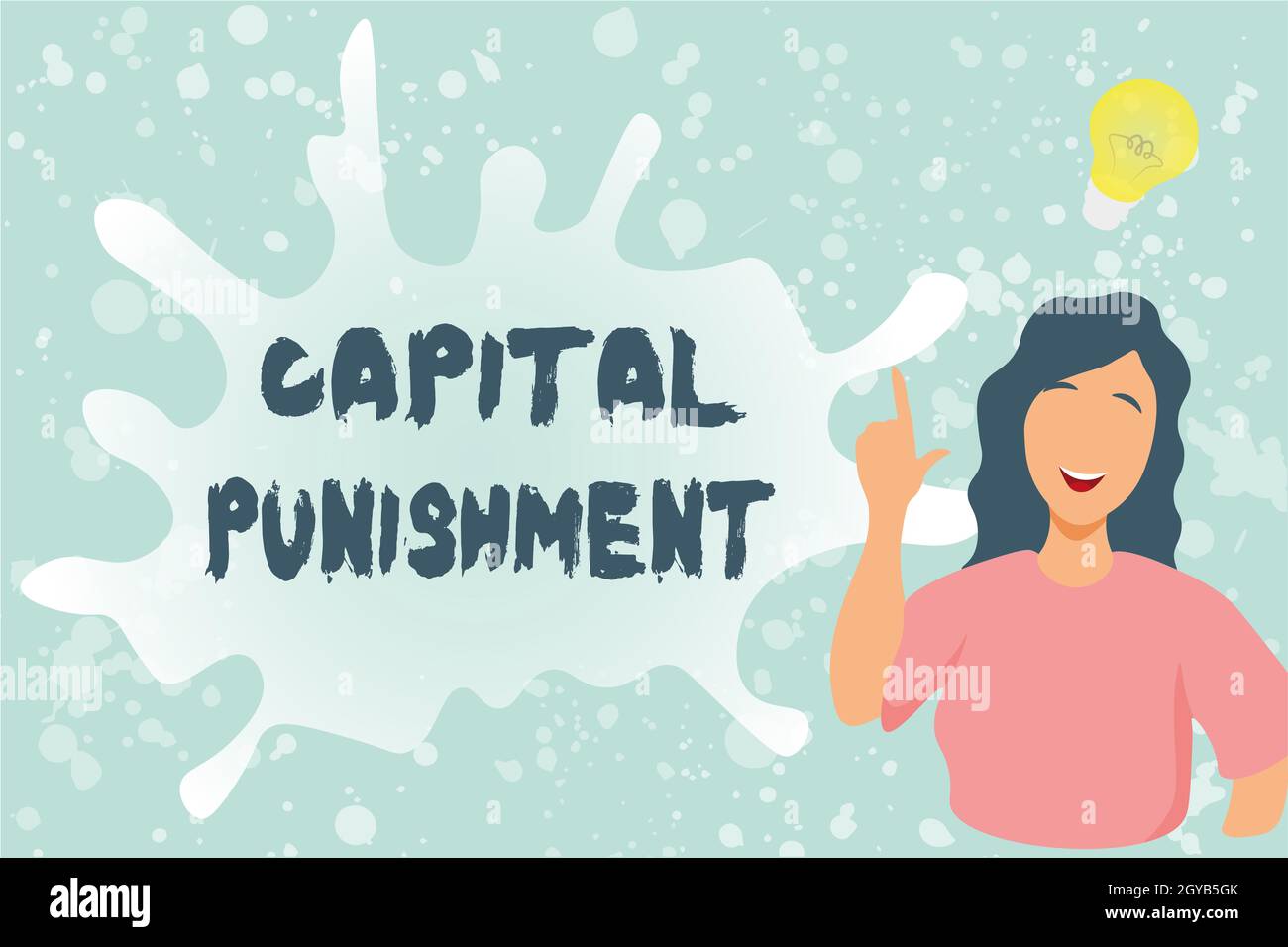 Visualizzazione concettuale pena capitale, parola per l'uccisione autorizzata di qualcuno come punizione per un crimine Lady Illustrazione Discovery Nuova lampada idea con Foto Stock