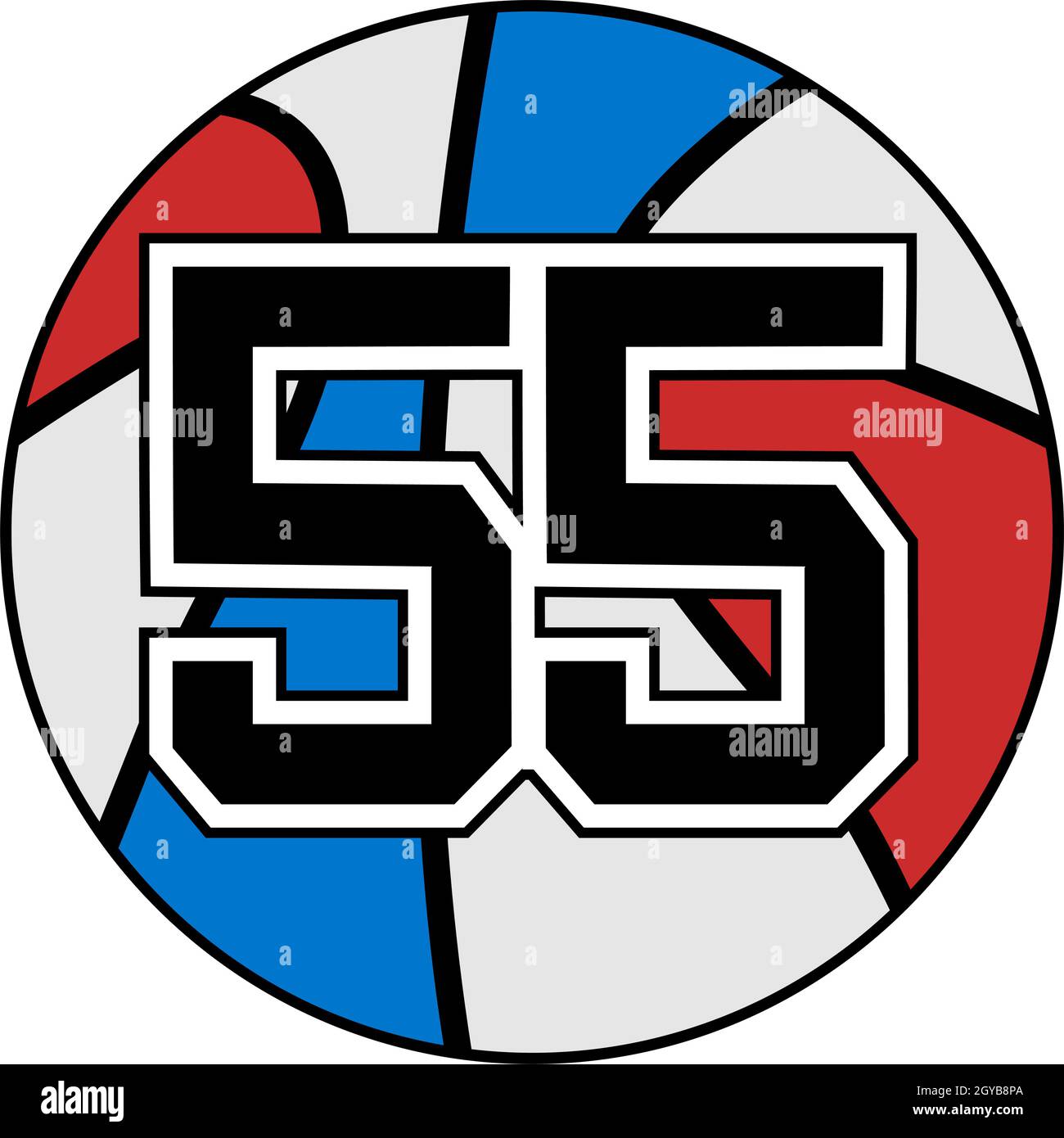 palla di simbolo di basket con numero 55 Illustrazione Vettoriale