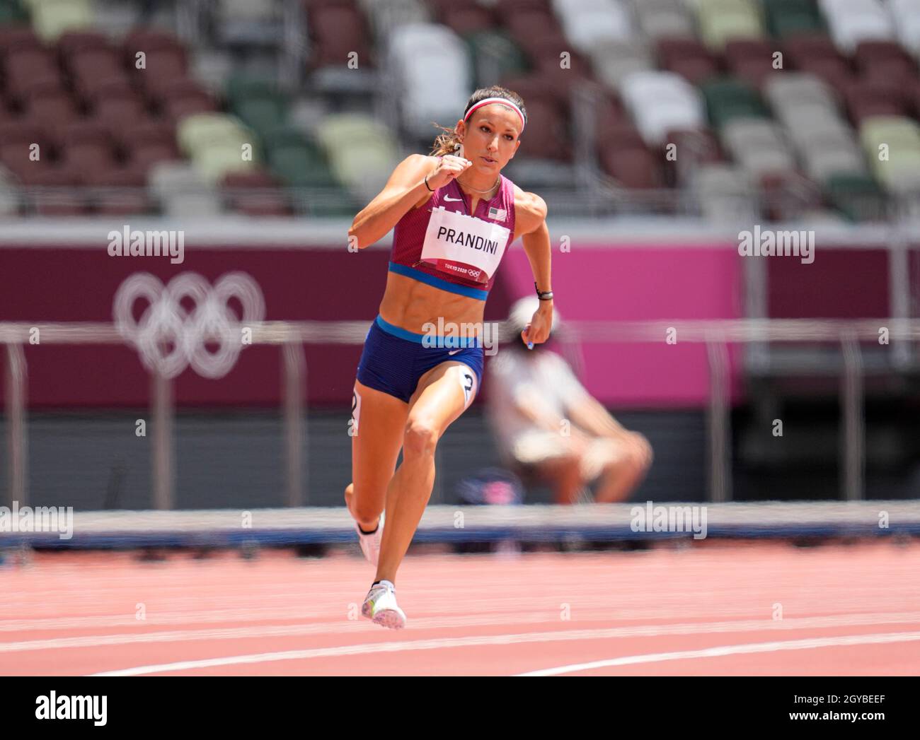 Jenna Prandini ha partecipato alla semifinale di 200 m dei Giochi Olimpici di Tokyo del 2020. Foto Stock