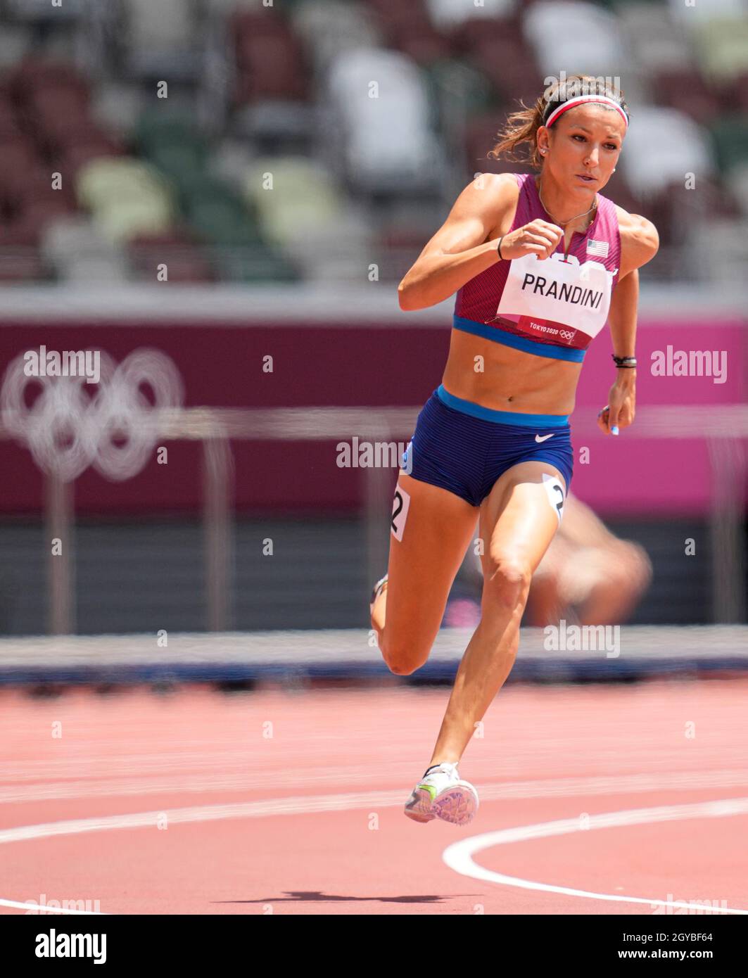 Jenna Prandini ha partecipato alla semifinale di 200 m dei Giochi Olimpici di Tokyo del 2020. Foto Stock