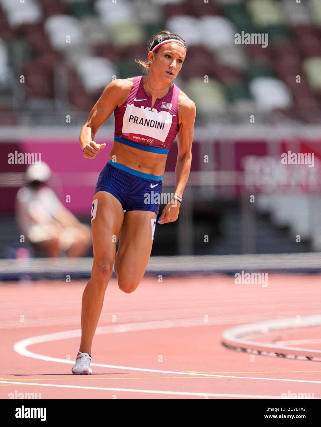 Jenna Prandini ha partecipato alla semifinale di 200 m dei Giochi Olimpici di Tokyo del 2020. Foto Stock