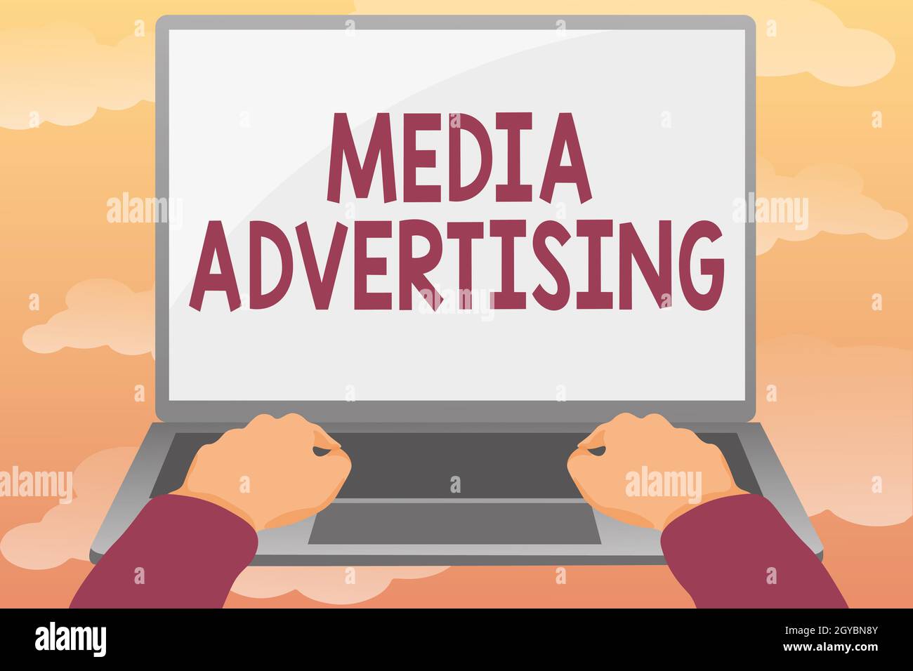Didascalia concettuale Media Advertising, Business Approach scelta dei media efficaci per una campagna pubblicitaria editing e formattazione di articoli online Foto Stock