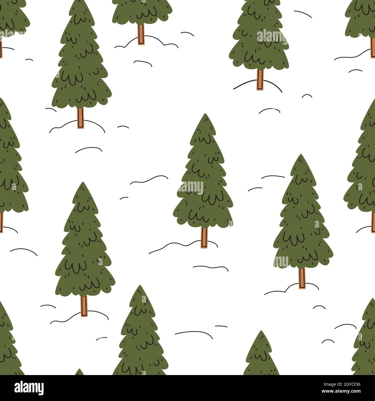 La foresta di abete rosso in inverno. Pattern vettoriale senza giunture Illustrazione Vettoriale