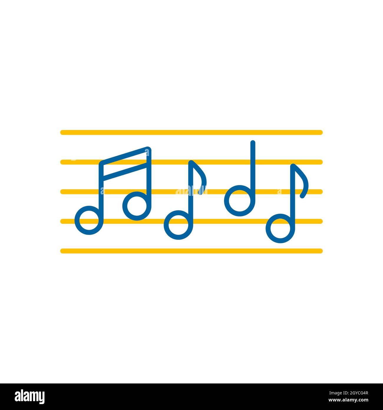Icona vettore di note musicali e di salvataggio. Melodia, musica classica, design sonoro. Simbolo grafico per la musica e il suono del sito web e delle applicazioni design, logo, app, UI Foto Stock