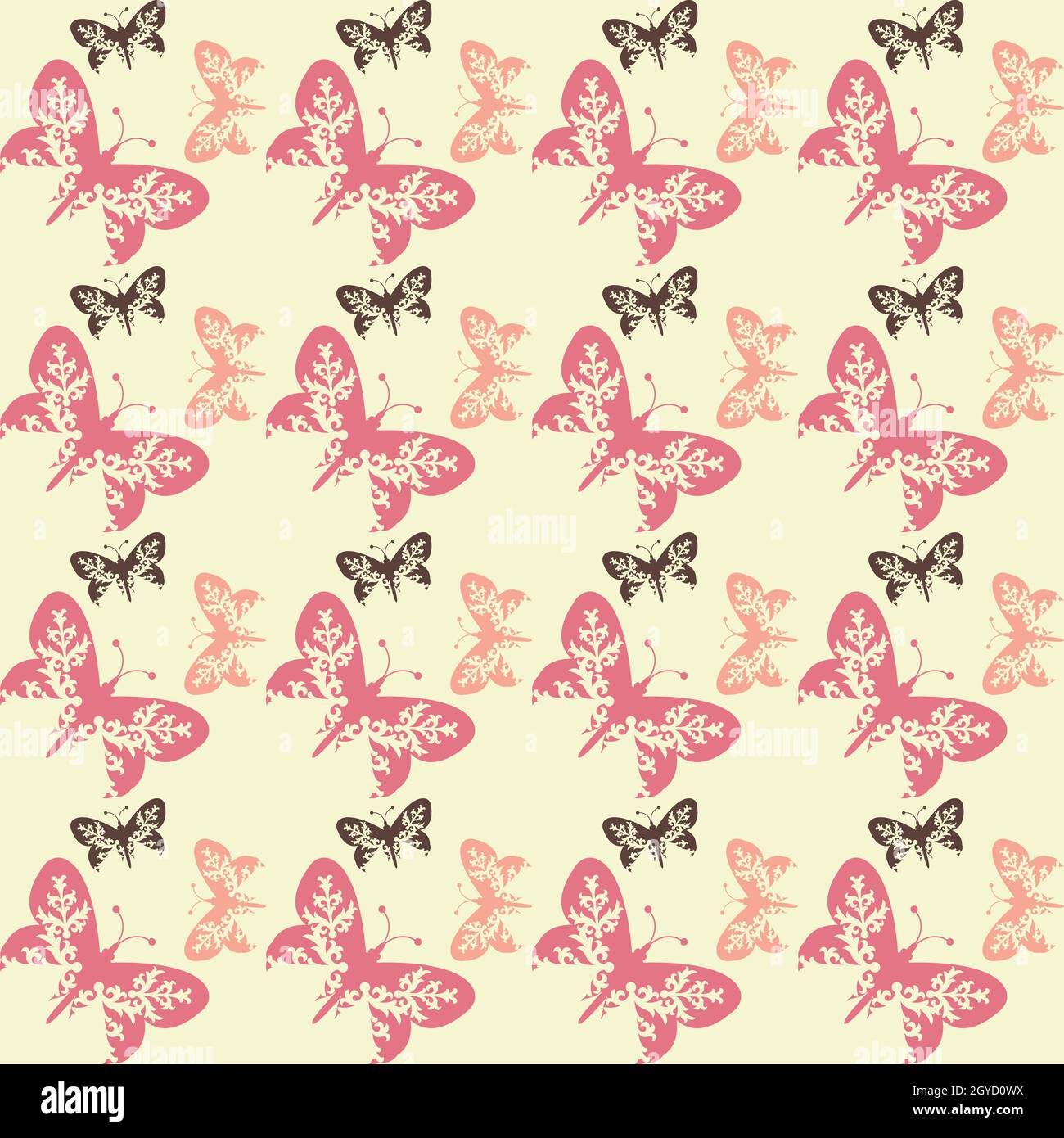 Seamless Sfondo piastrelle decorative con pattern a farfalla Foto Stock