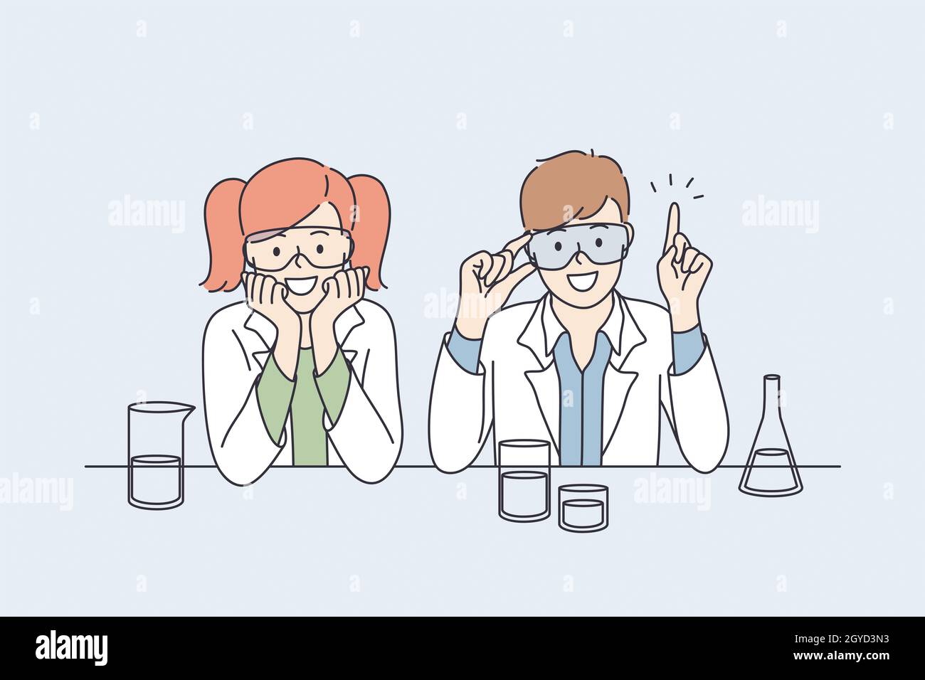 Happy cartoon scientist girl test immagini e fotografie stock ad alta  risoluzione - Alamy