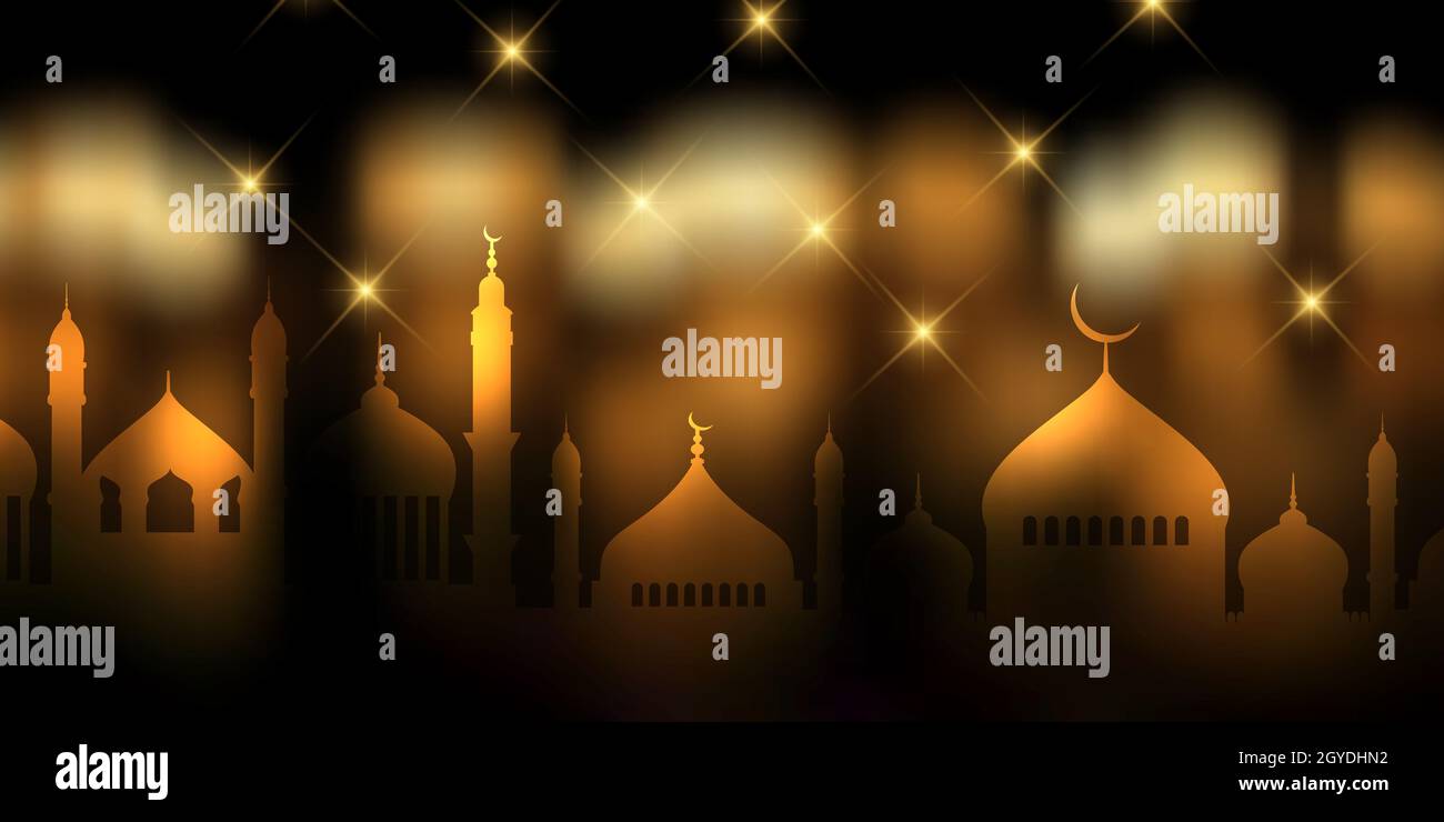 Striscione decorativo in oro e nero per Ramadan Kareem Foto Stock