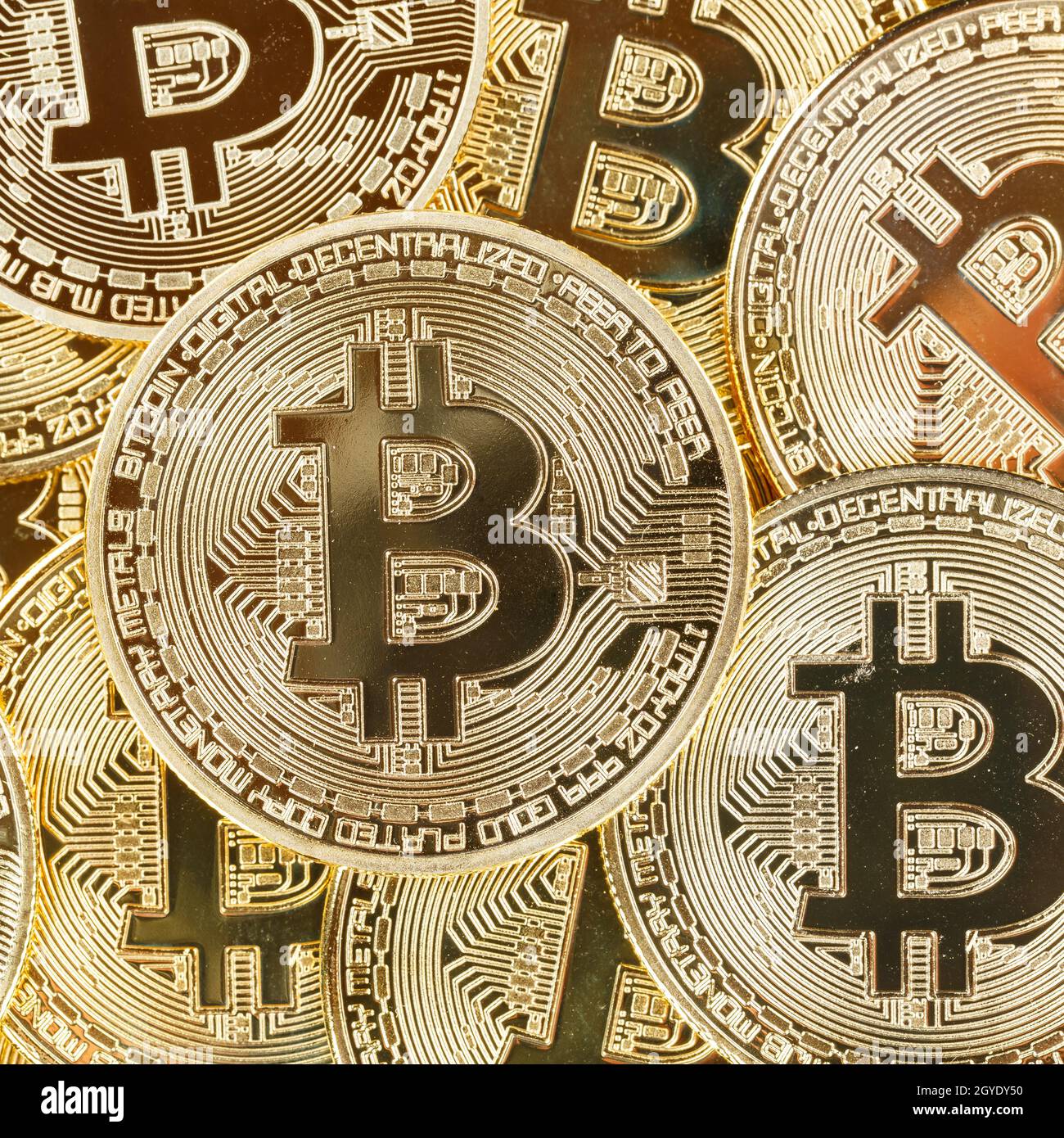 Bitcoin criptovaluta pagamento online pagare denaro digitale criptovaluta business finanzia moneta a punta quadrata Foto Stock