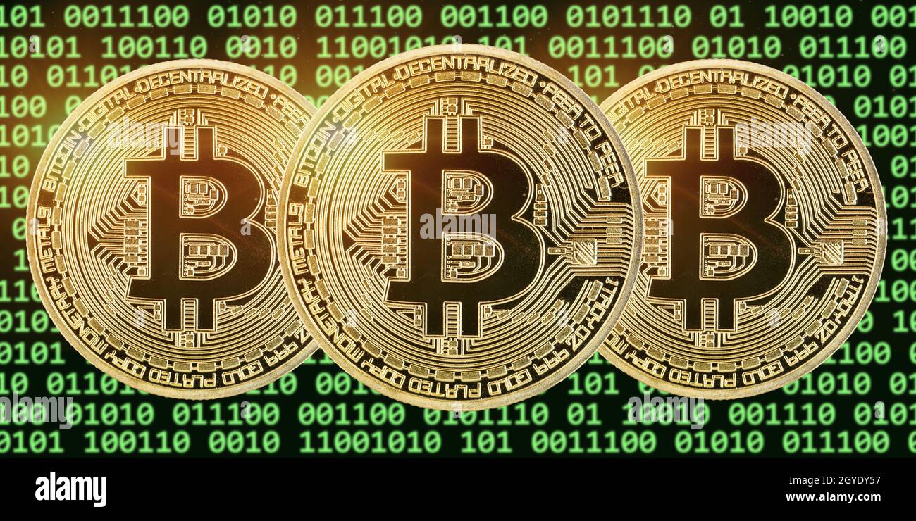 Bitcoin cripto valuta che paga in linea soldi digitali criptovaluta affari finanze panorama bit moneta Foto Stock