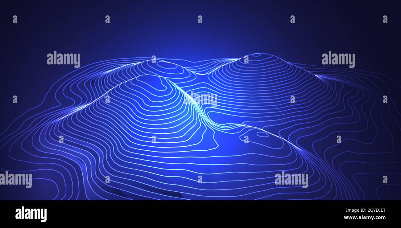 Modello di banner con una mappa topografica in stile 3D Foto Stock