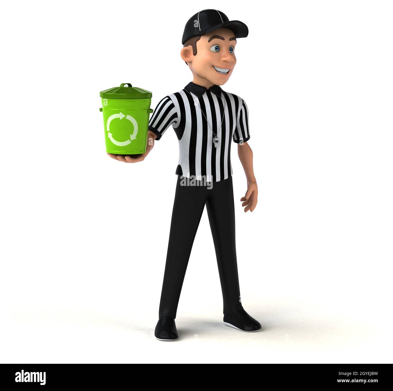 Divertente illustrazione 3D di un arbitro americano Foto Stock