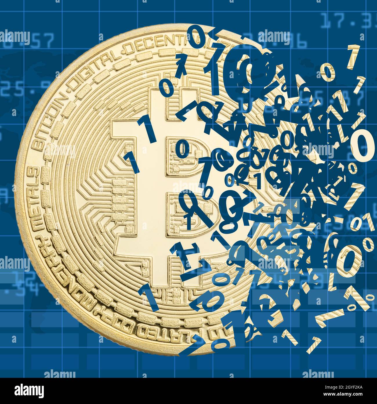 Bitcoin criptovaluta pagamento online pagare denaro digitale criptovaluta business finanzia moneta a punta quadrata Foto Stock