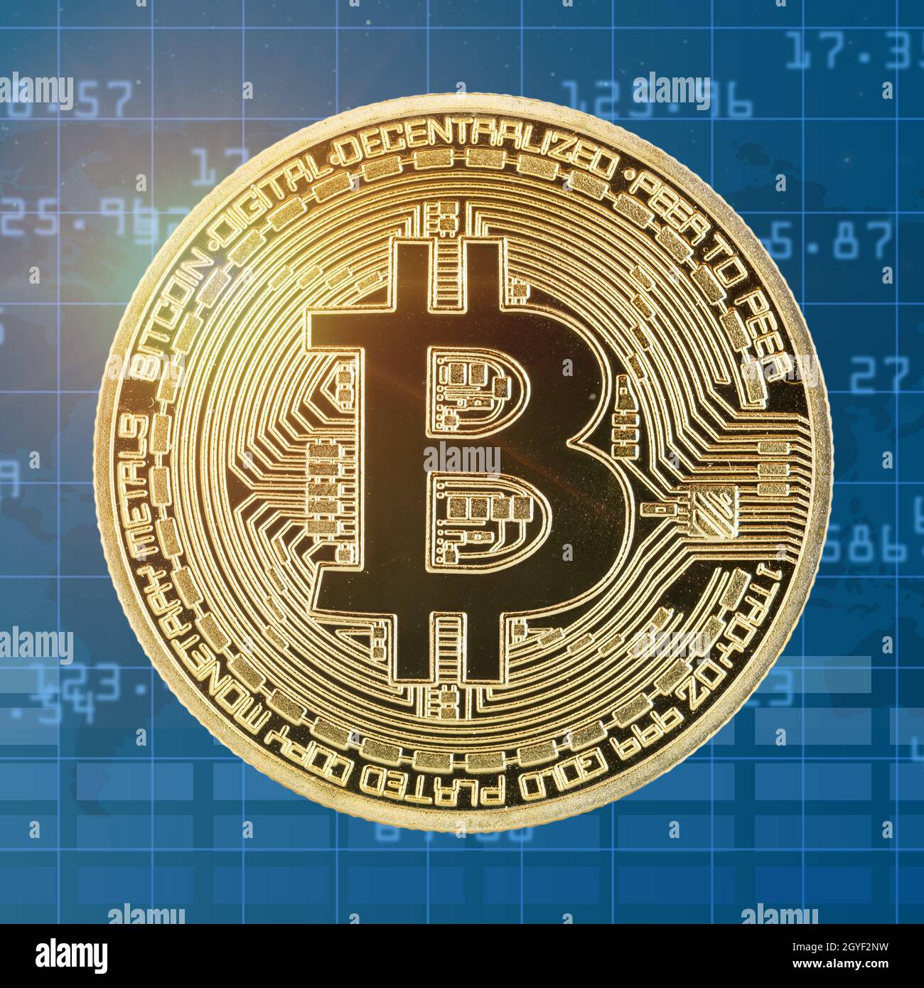 Bitcoin criptovaluta pagamento online pagare denaro digitale criptovaluta business finanzia moneta a punta quadrata Foto Stock