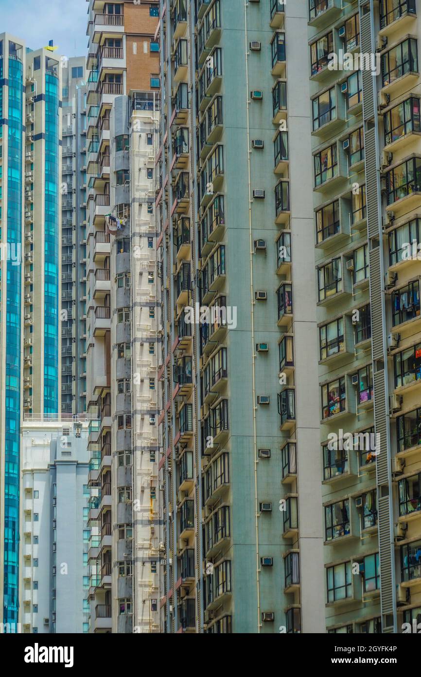 Immagine dell'alto edificio di Hong Kong. Luogo di tiro: Hong Kong Special Administrative Region Foto Stock