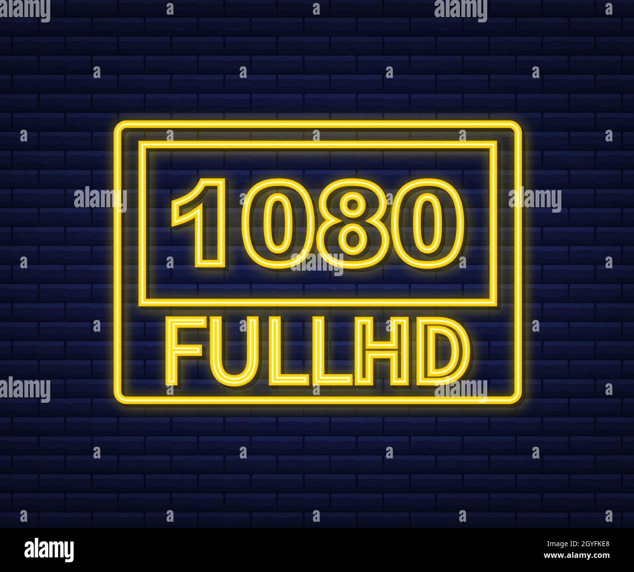 1080 segnale impostazioni video full hd. Icona neon. Illustrazione dello stock vettoriale Illustrazione Vettoriale
