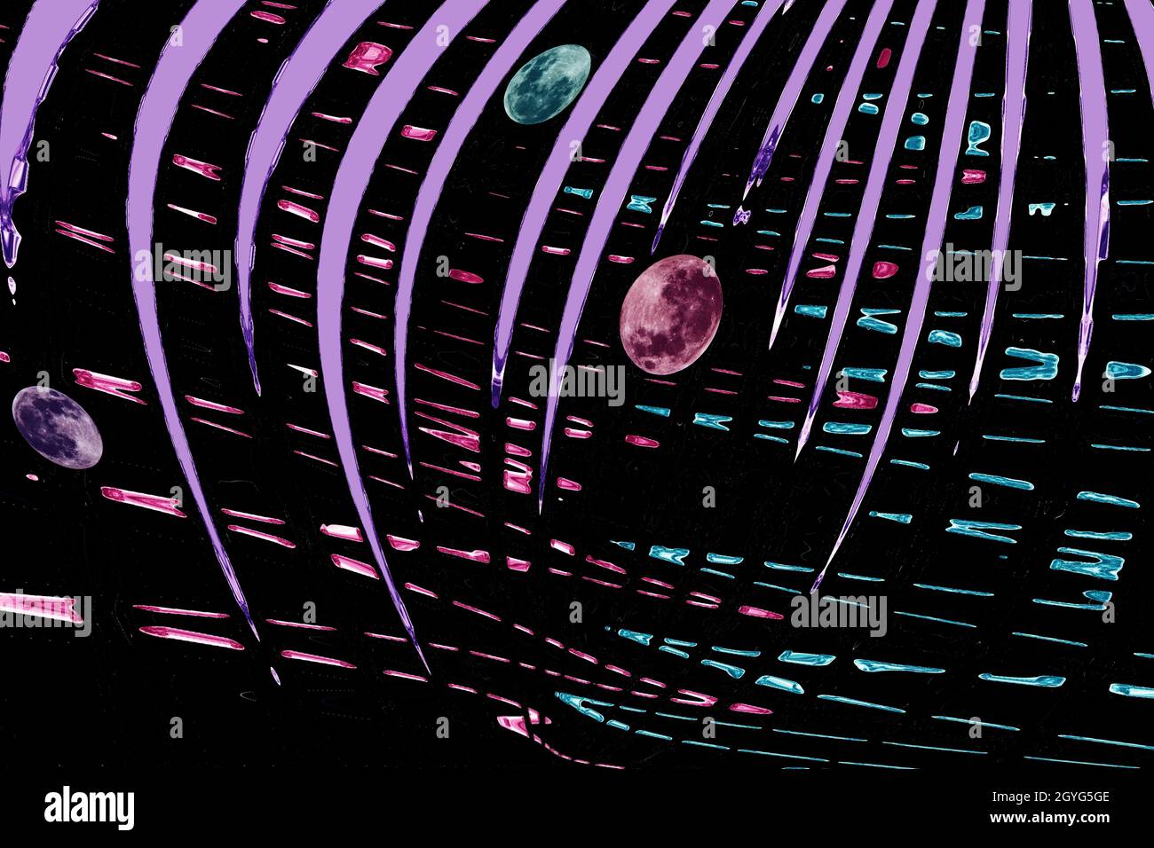 COSMIC MOON: MISSIONE DI FRONTIERA i tre corpi lunari che governano il regno spaziale incontrano una strana atmosfera aliena nel verso esterno del tempo. Foto Stock