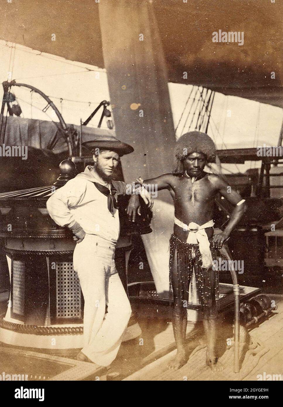 Daniel Macdonald, compagno di boatswain, HMS Pelorus e Tui Mathuata, figlio di Ritora, Principe di Mathuata, Vana Leon. Figi, 1861 Foto Stock