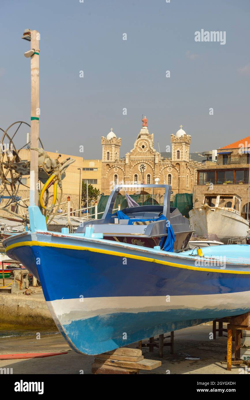 LIBANO, LIBANO SETTENTRIONALE, BATROUN, PORTO DI BATROUN Foto Stock