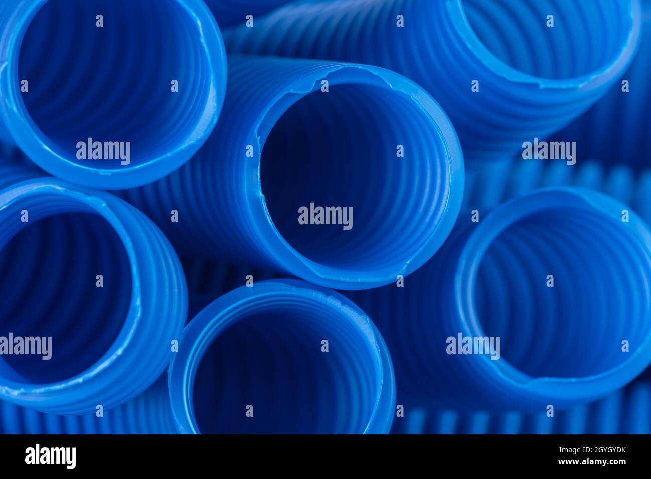 Tubo corrugato in plastica per il primo piano dell'impianto elettrico Foto Stock