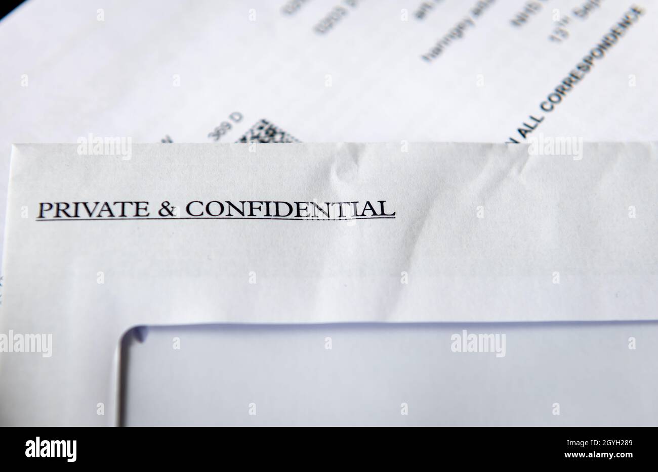 Una lettera privata e confidenziale. Foto Stock