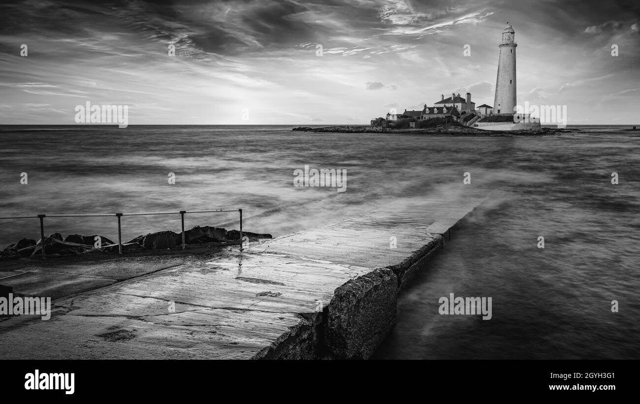 St Marys faro, Whitley Bay Foto Stock