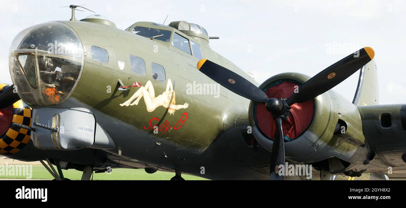 Boing B17G bomber americano sul campo aereo britannico Foto Stock