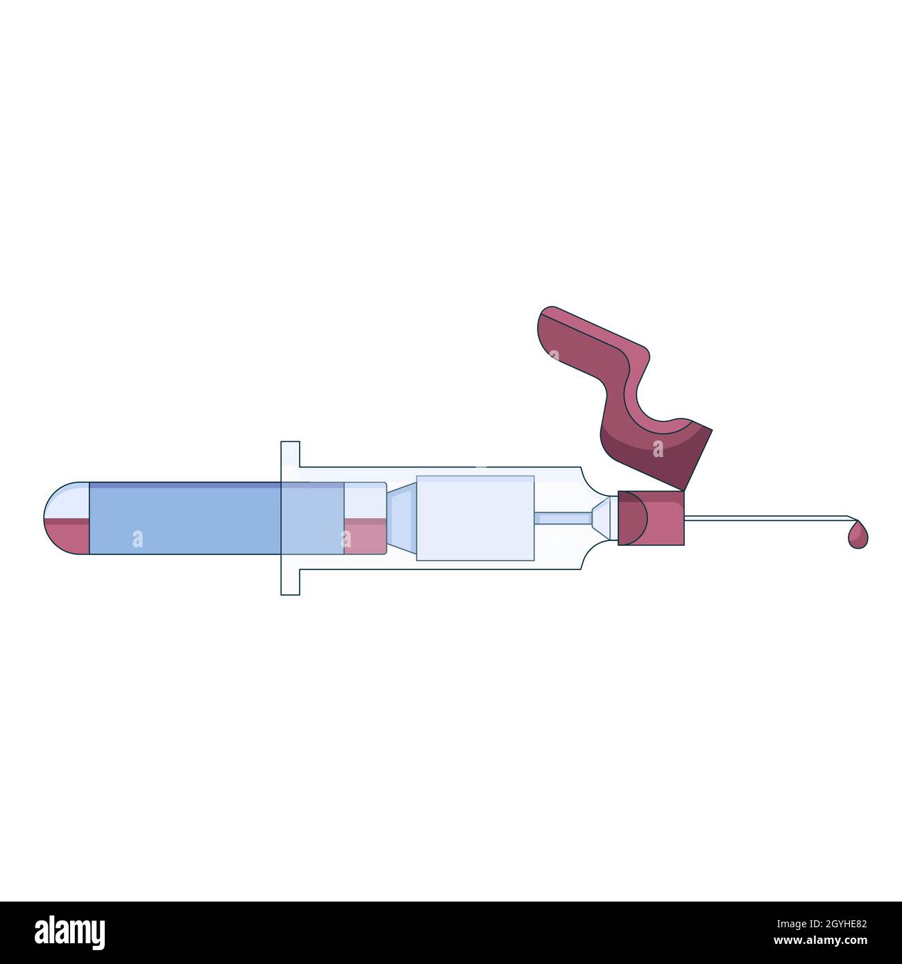 pompa del vuoto per il campionamento del sangue, icona in stile piatto isolata su sfondo bianco. Illustrazione Vettoriale