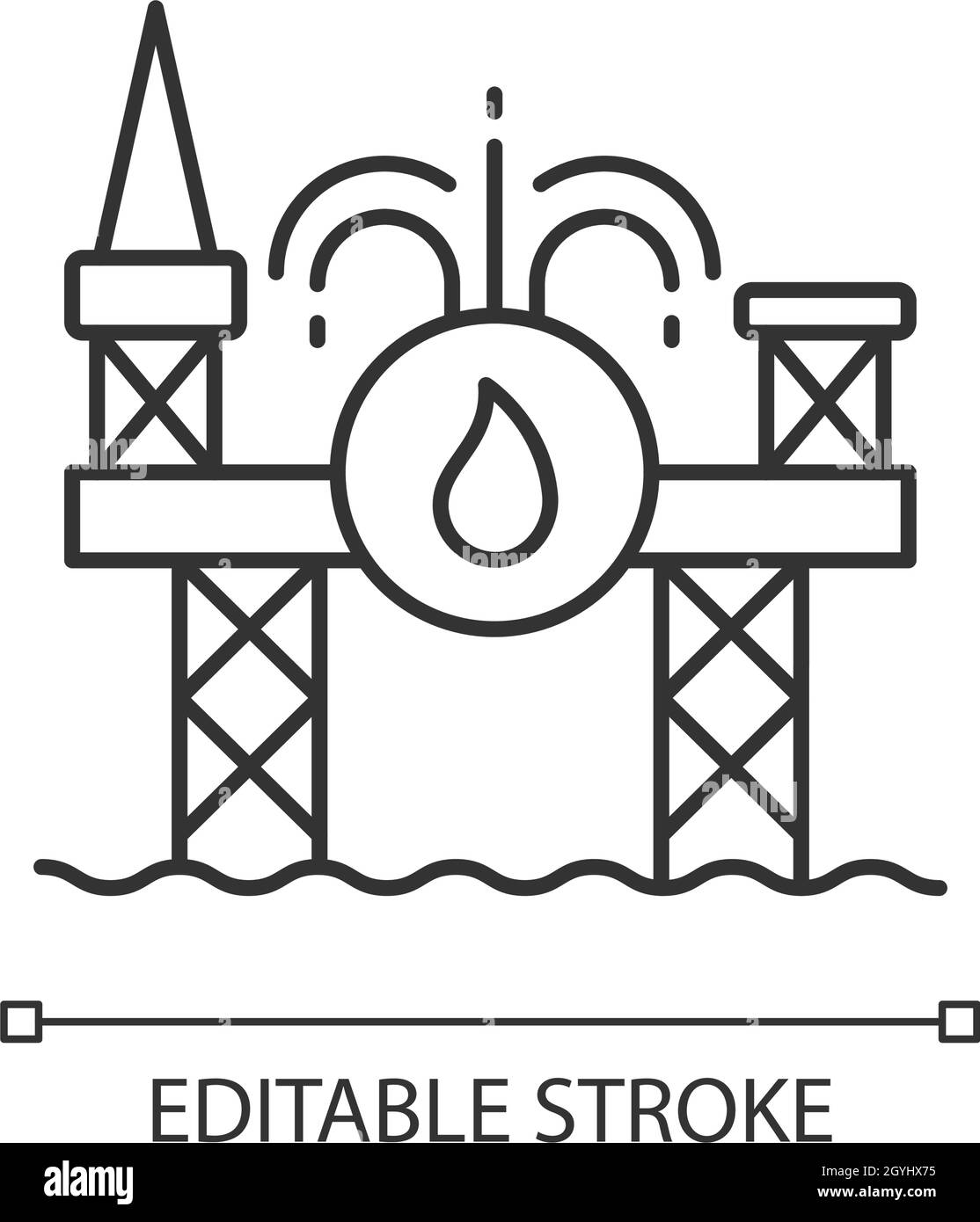 Icona della perforazione lineare offshore Illustrazione Vettoriale
