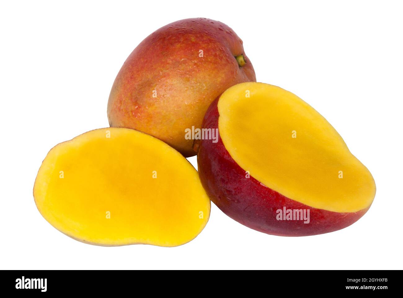 Frutta di mango su sfondo bianco. Guatemala, Tommy Atkins Foto Stock