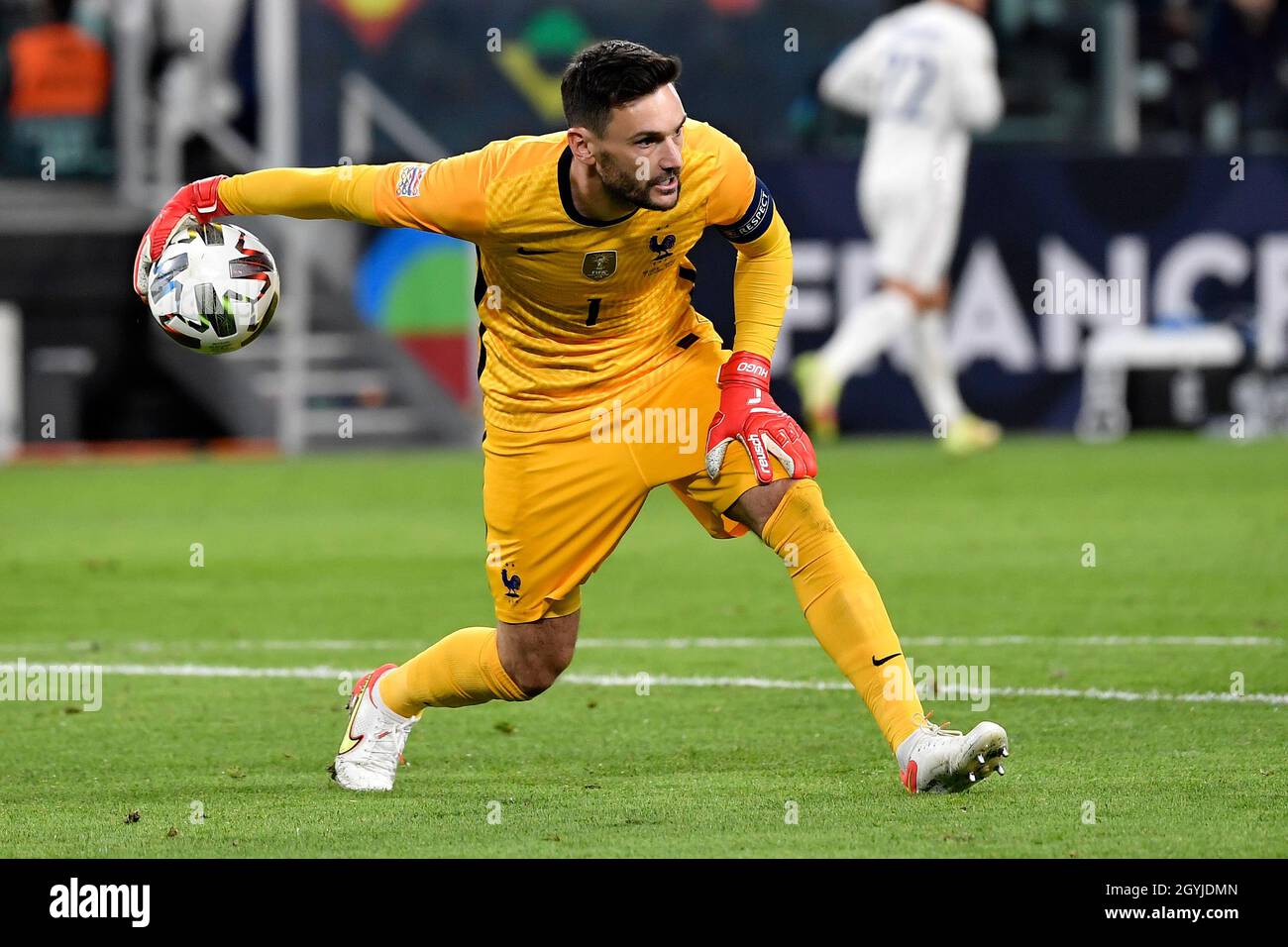 Hugo Lloris di Francia in azione durante la semifinale di calcio della UEFA Nations League tra Belgio e Francia allo stadio Juventus di Torino (Italia), 7 ottobre 2021. Foto Andrea Staccioli / Insidefoto Foto Stock