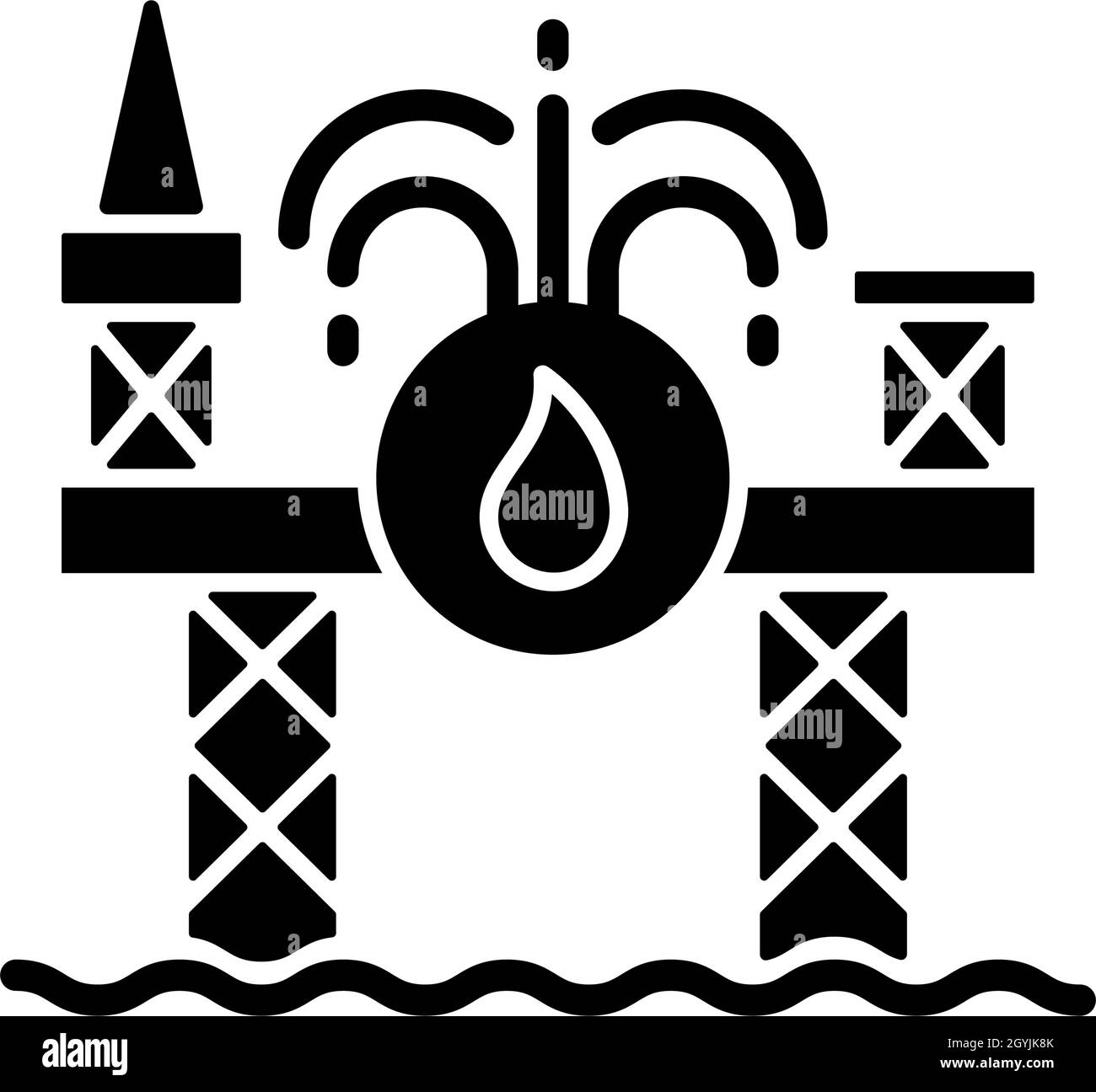Icona Glyph nero di perforazione offshore Illustrazione Vettoriale