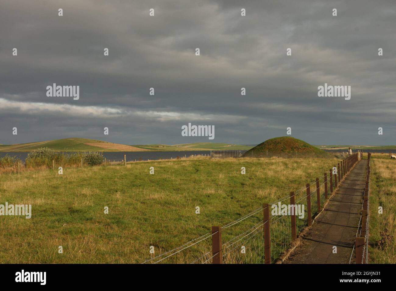 Unstan Tomba/cairn, Orkney, Scozia, Regno Unito Foto Stock