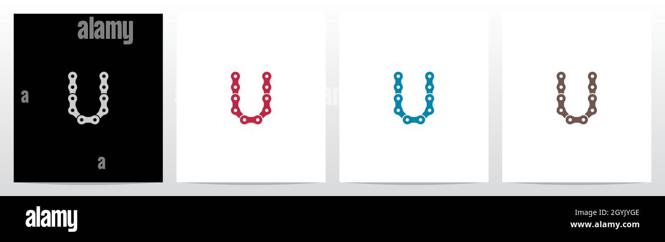 Disegno del logo della lettera U per la formazione di catene Illustrazione Vettoriale