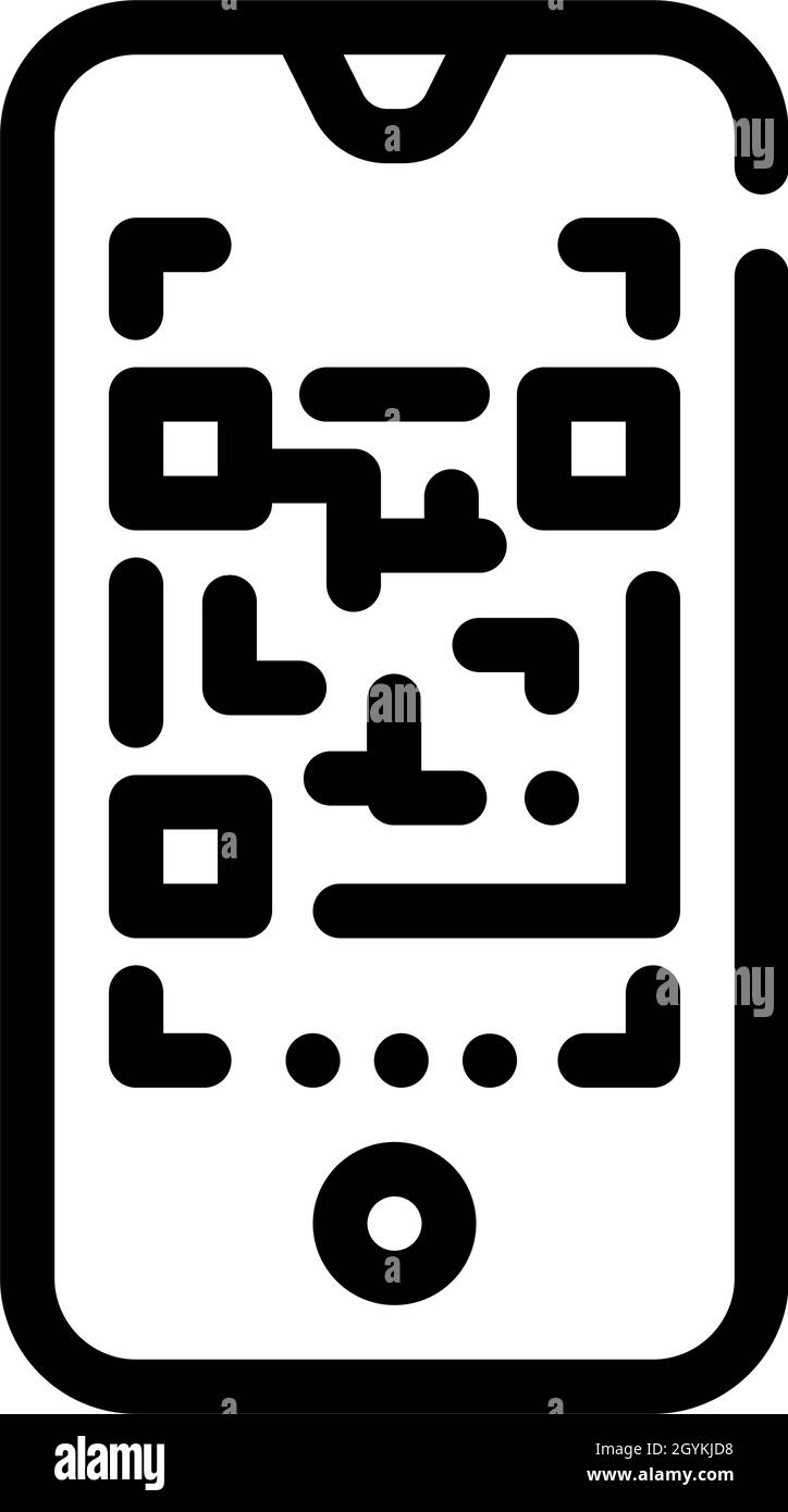 immagine vettoriale dell'icona della linea dello scanner del codice qr Illustrazione Vettoriale