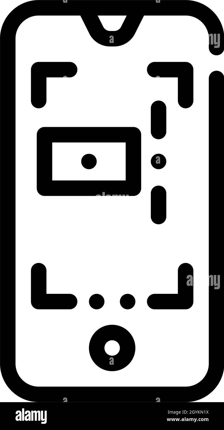 immagine vettoriale icona della linea della fotocamera con messa a fuoco automatica Illustrazione Vettoriale