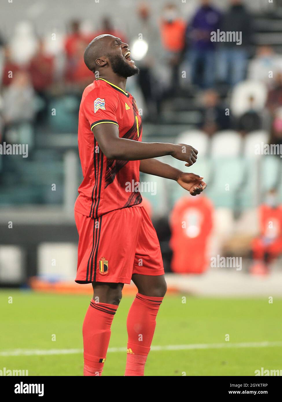 Stadio Allianz, Torino, Italia, 07 ottobre 2021, Romelu Lukaku (Belgio) deluso durante le Semifinali - Belgio vs Francia - calcio UEFA Nations Foto Stock