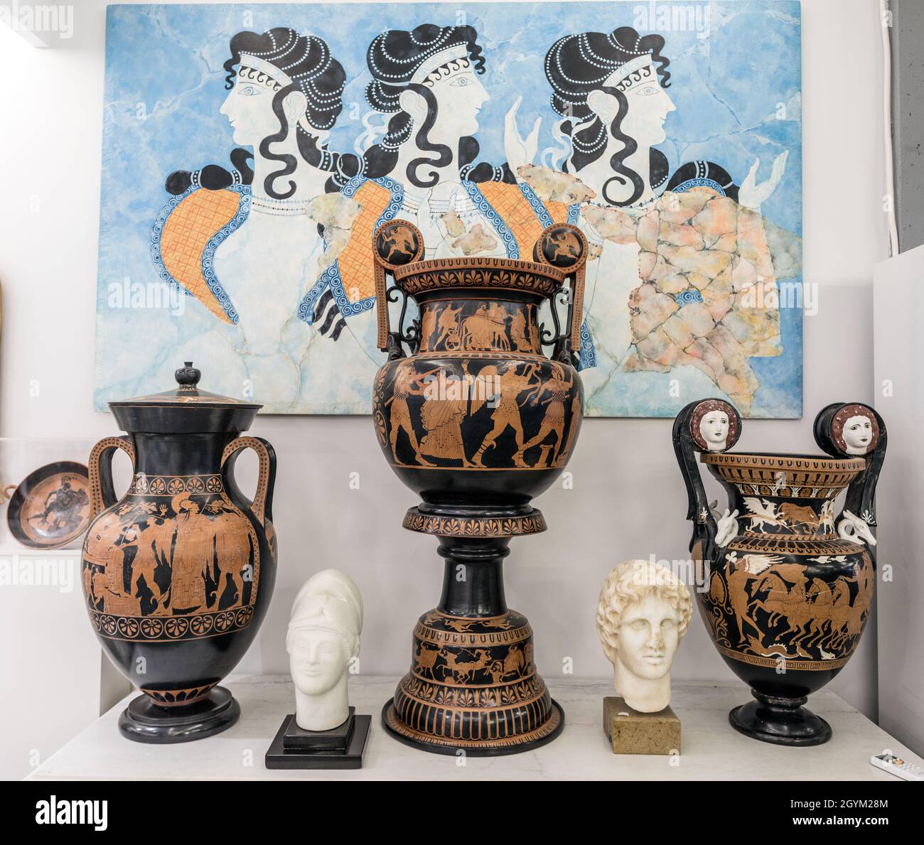 Riproduzione Ancient Greek Pottery Design Peloponneso Grecia Foto Stock