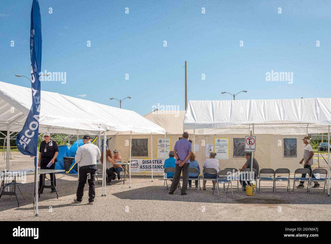 Guayanilla, PR, 29 gennaio 2020 -- un centro di recupero di disastro di FEMA ha aperto qui per assistere i sopravvissuti del terremoto recente di magnitudo 6.4. Foto di Liz Roll/FEMA Foto Stock