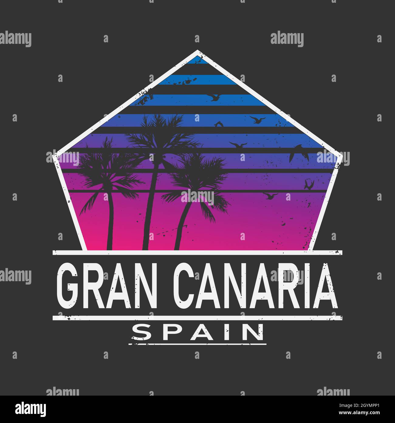 Gran Canaria viaggio timbro di gomma su sfondo bianco, illustrazione Foto Stock