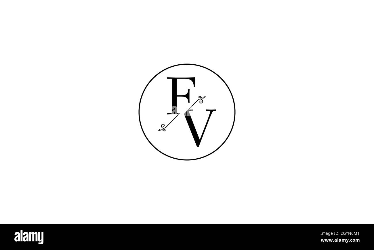 DESIGN DEL LOGO LETTERS FV CON EFFETTO SPAZIO NEGATIVO PER L'USO CON ILLUSTRAZIONI Illustrazione Vettoriale