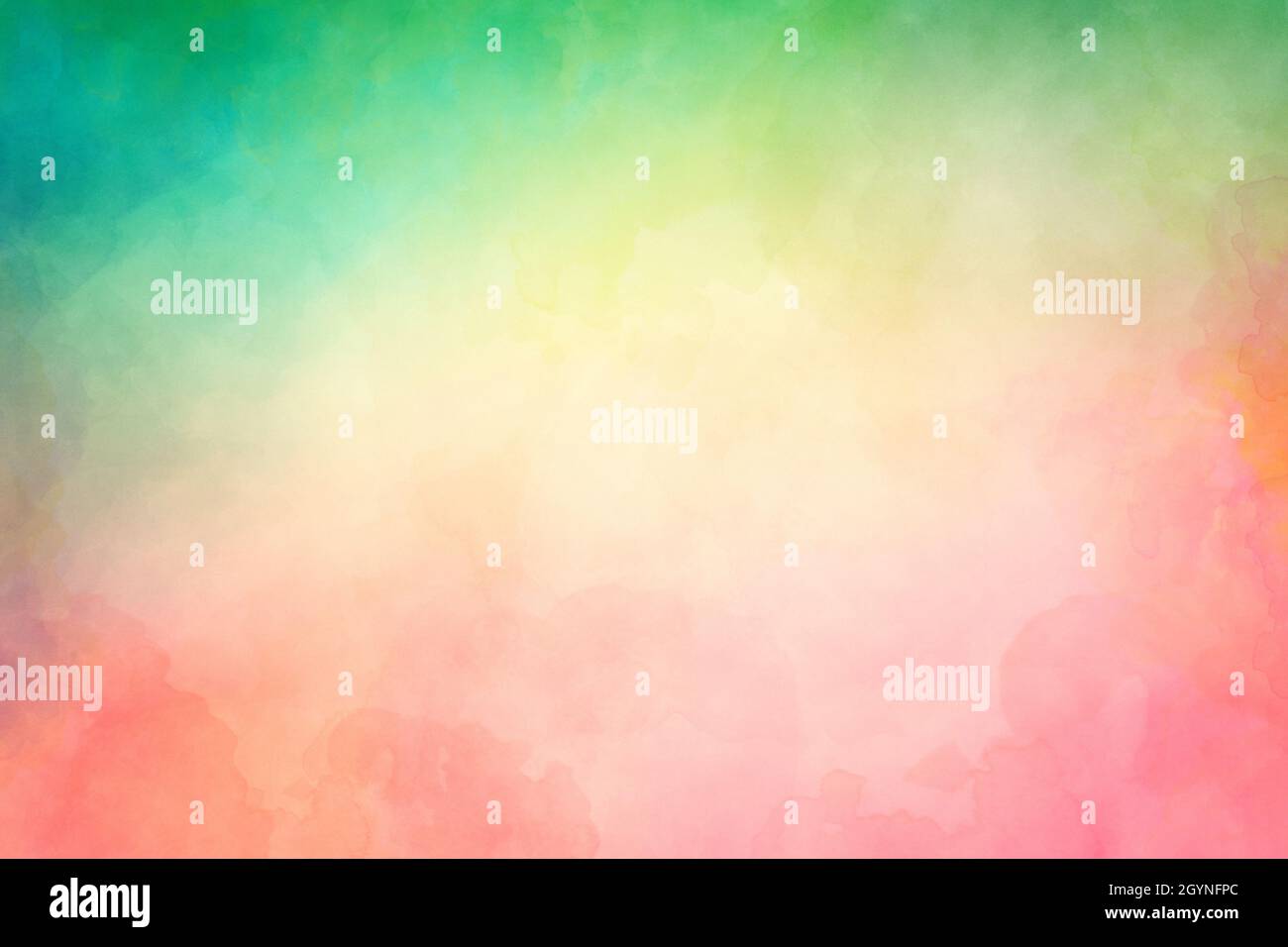 Sfondo colorato acquerello con cielo dipinto al tramonto colori rosa blu viola verde e giallo, astratto bella pittura sul bordo senza peop Foto Stock