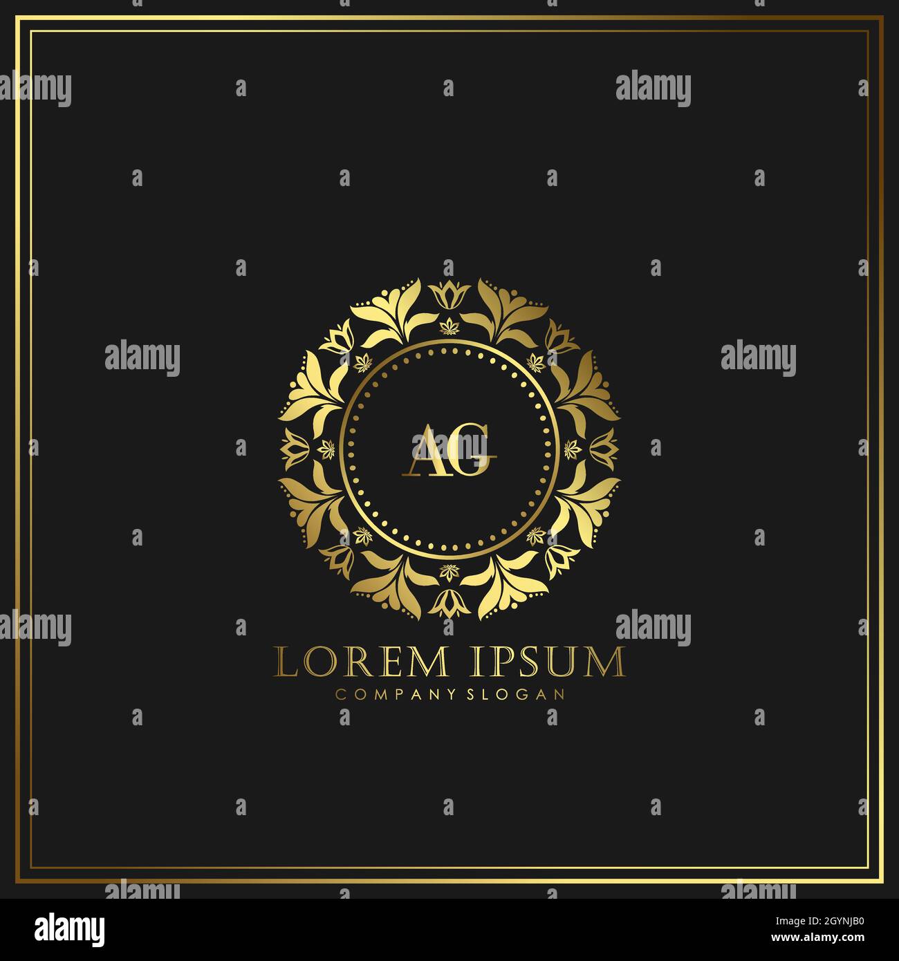 AG Initial Letter Luxury Logo template in Vector per Ristorante, Royalty, Boutique, Cafe, Hotel, Araldico, Gioielli, Moda e altri illustrat vettoriali Illustrazione Vettoriale