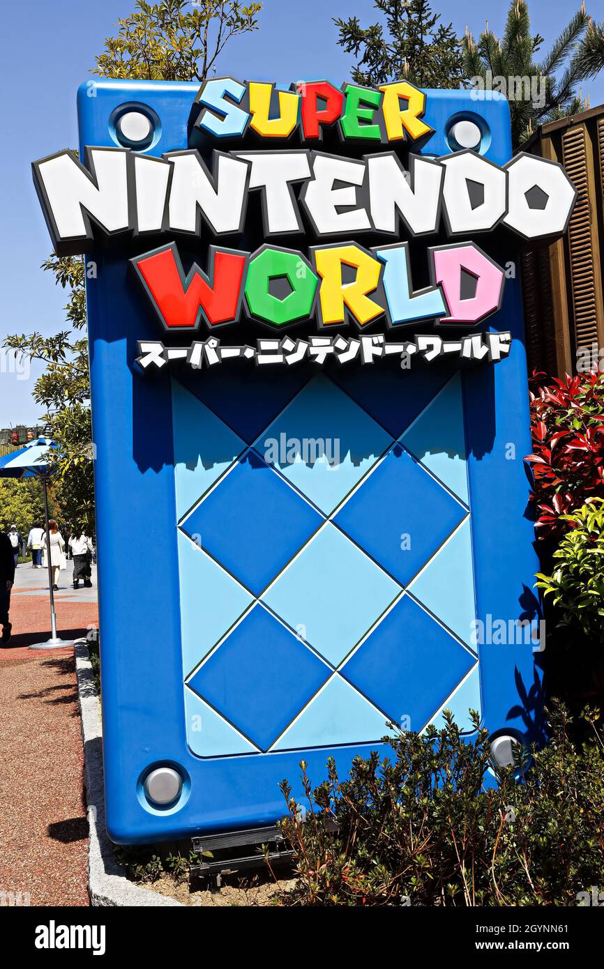 Cartello di Super Nintendo World.Super Nintendo World è un'area a tema presso gli Universal Studios Japan. Foto Stock