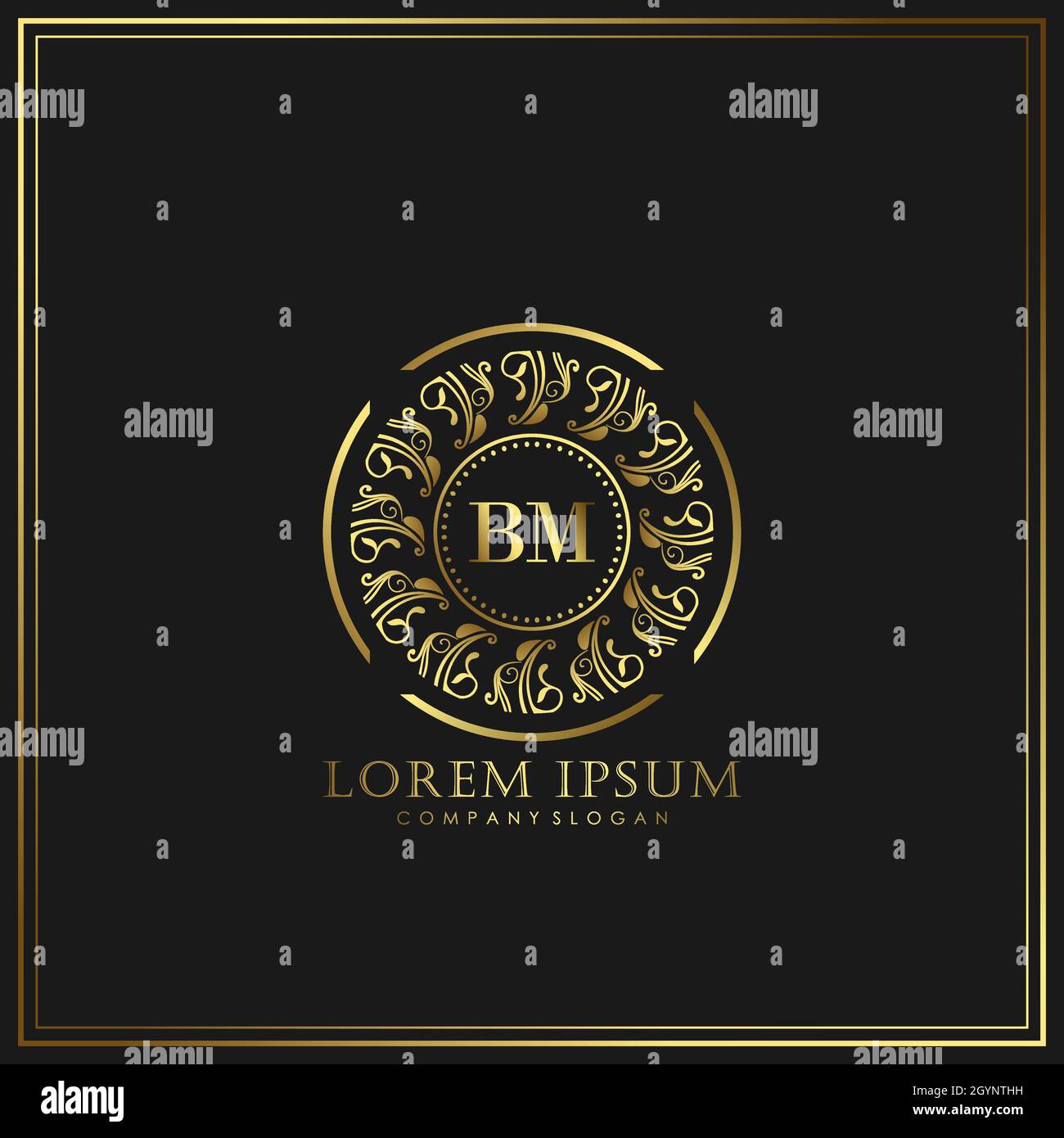 BM Initial Letter Luxury Logo template in Vector per Ristorante, Royalty, Boutique, Cafe, Hotel, Araldico, Gioielli, Moda e altri illustrat vettoriali Illustrazione Vettoriale