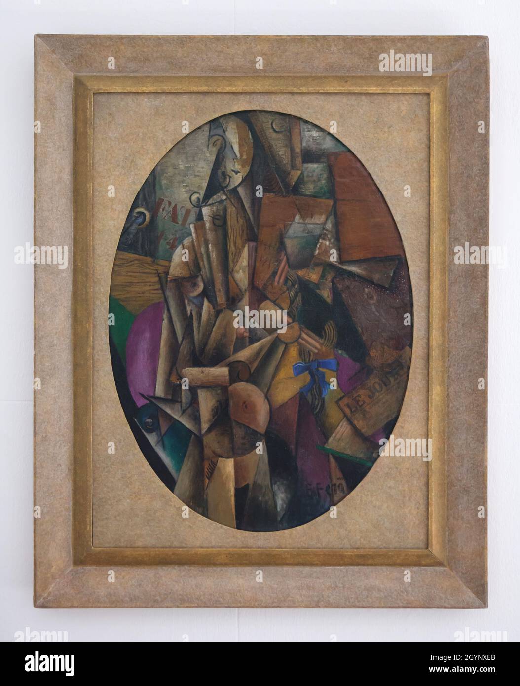 Pittura 'composizione cubista' del pittore modernista russo Serge Férat (1914) in mostra al Museo d'Arte moderna di Parigi. Foto Stock