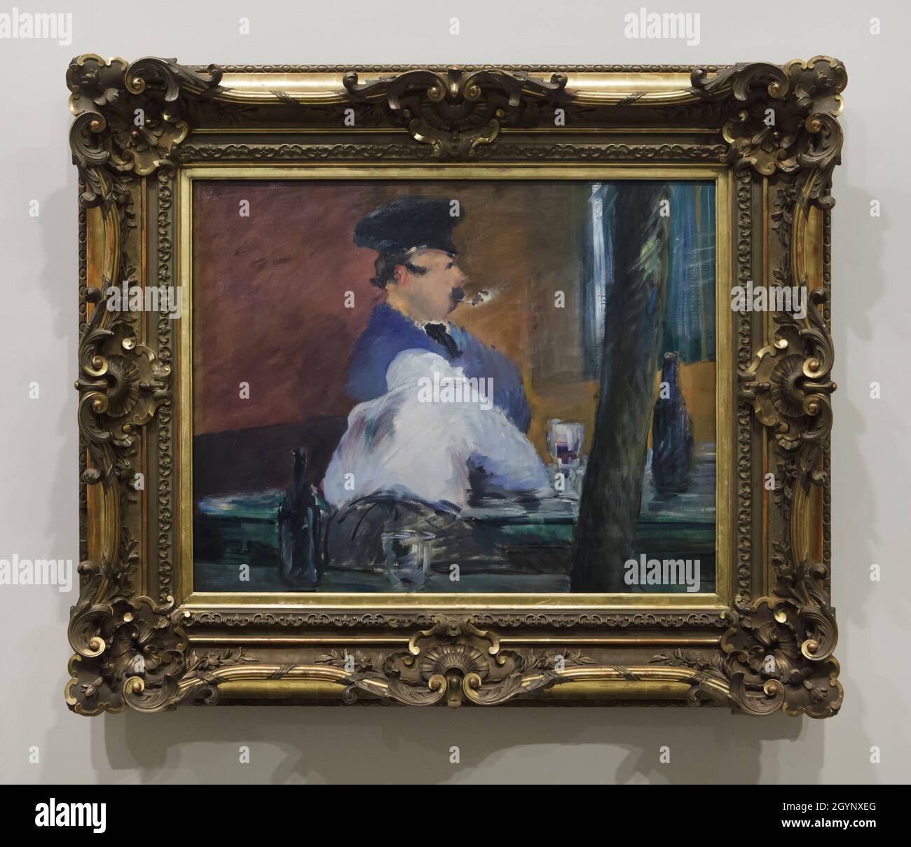 Pittura 'in the Bar' ('la Bouchon') del pittore impressionista francese  Édouard Manet (1878) in mostra alla mostra 'icone di arte moderna dalla  collezione Morozov' della Fondazione Louis Vuitton a Parigi, Francia. La