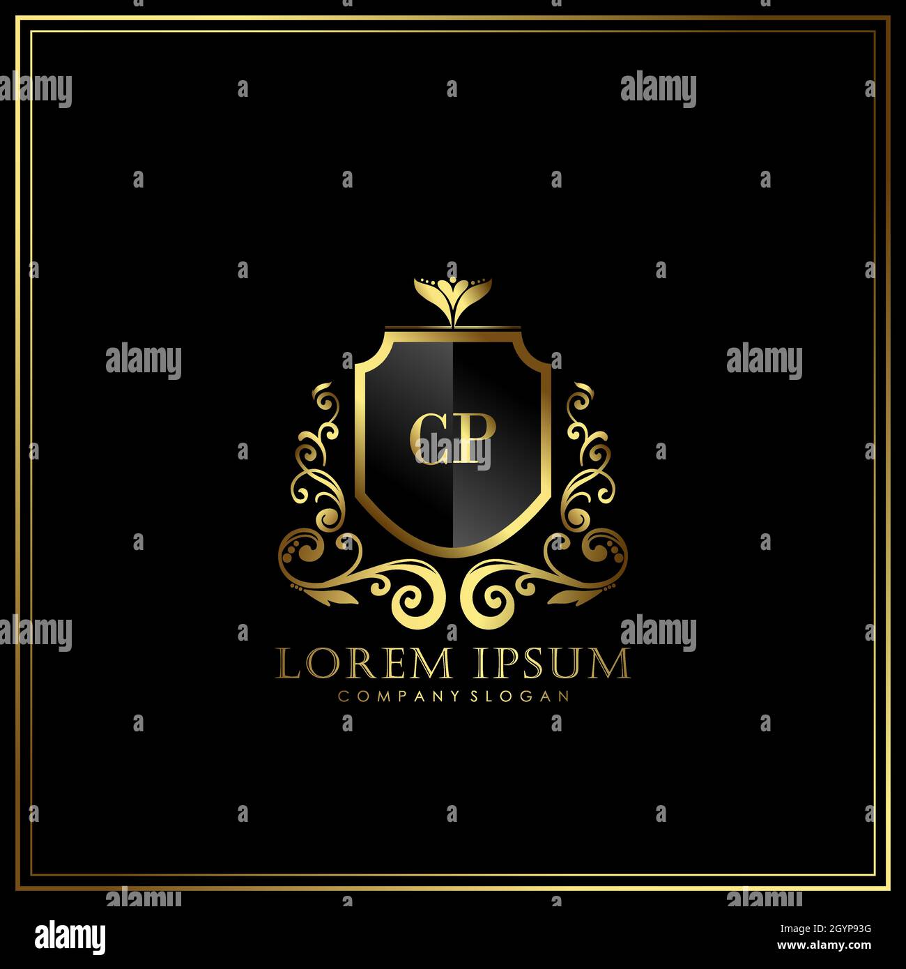 CP Initial Letter Luxury Logo template in Vector per ristoranti, Royalty, Boutique, Cafe, Hotel, Araldico, Gioielli, Moda e altri illustrat vettoriali Illustrazione Vettoriale